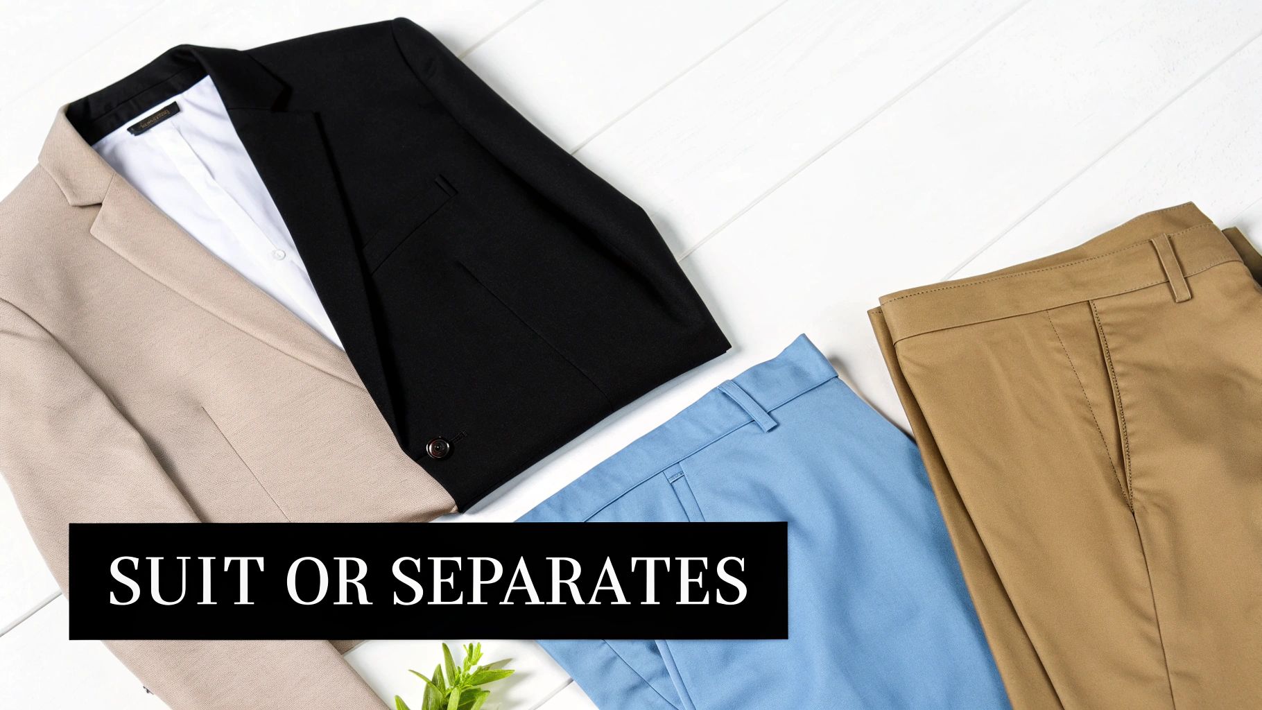 A man in a perfectly tailored dark suit and another in a stylish blazer and trousers combination, showcasing the two primary options for cocktail attire.