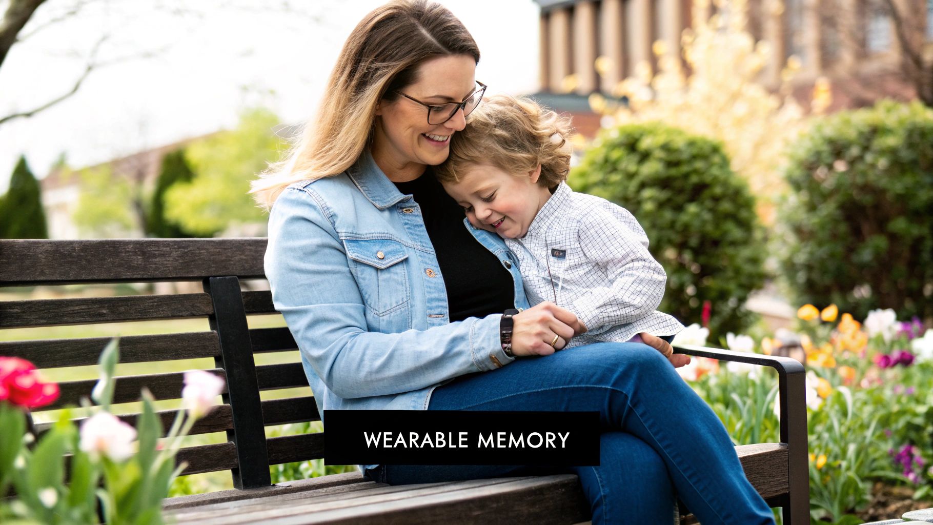 A mother and daughter sharing a happy moment, with the mother wearing elegant jewelry.