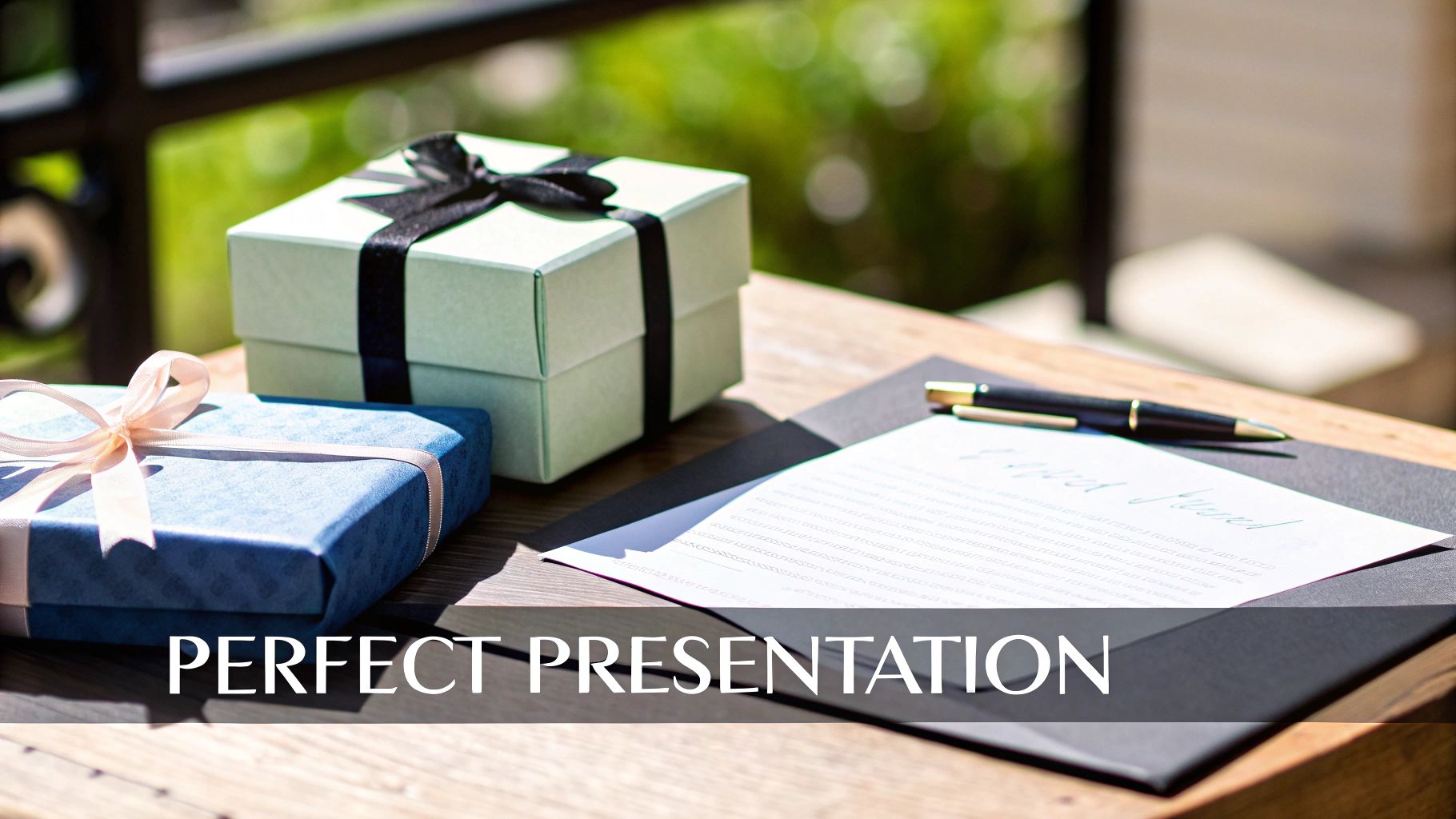 Bridesmaid holding a beautifully wrapped jewelry box