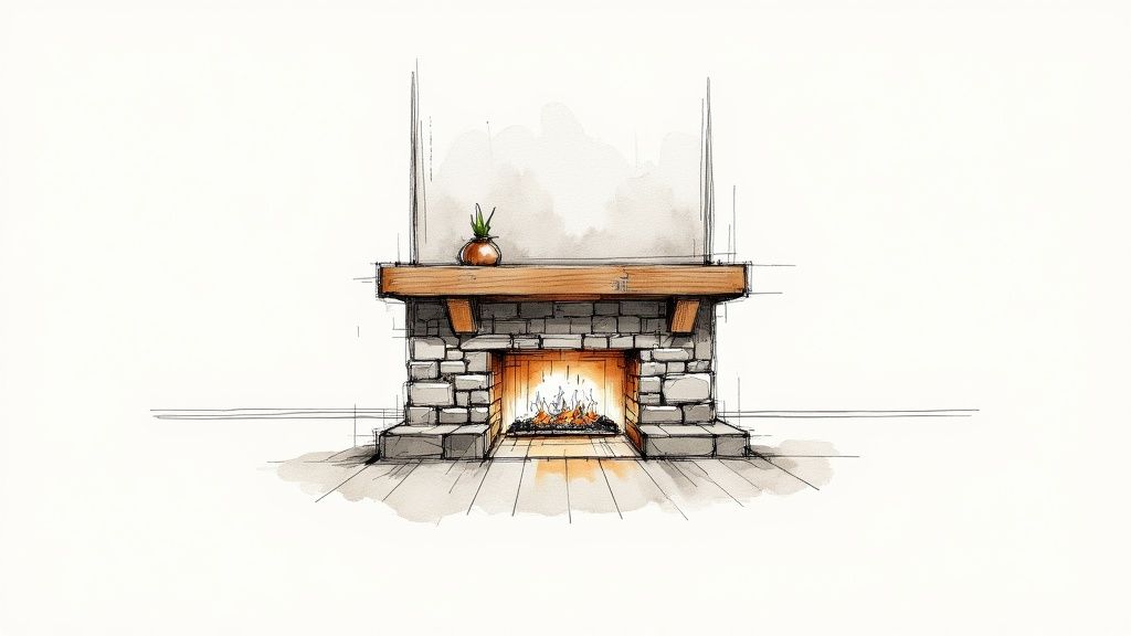 Fireplace as Focal Point with Stone or Brick