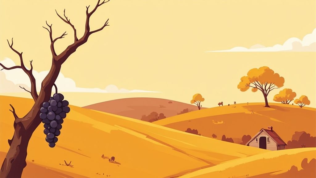 Vineyard in South Australia with rolling hills