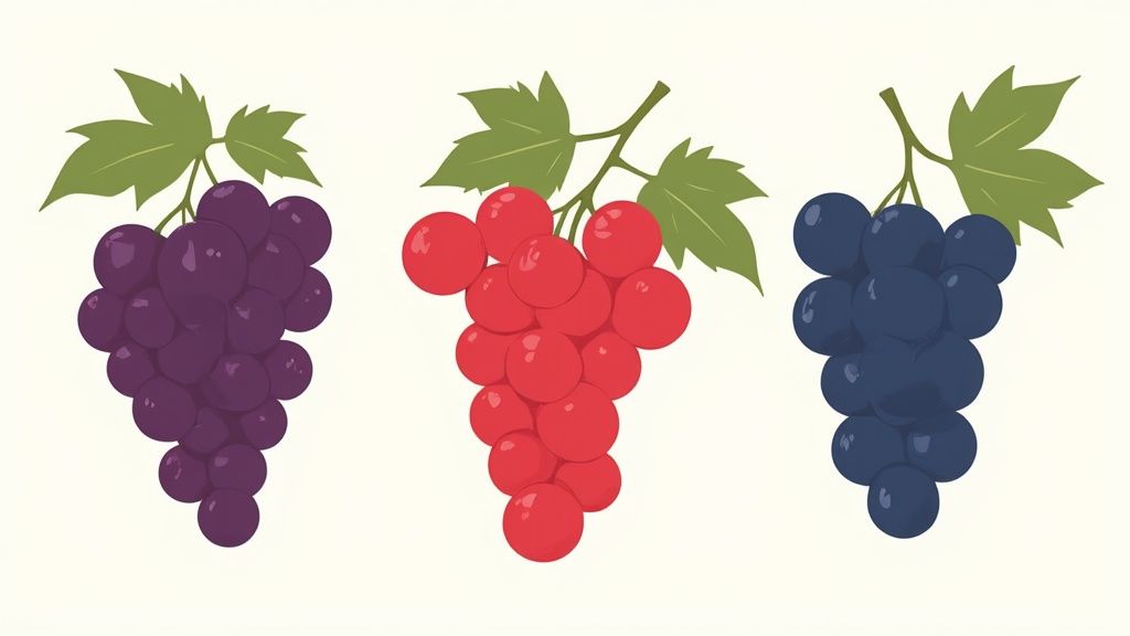 Close-up of ripe, dark Shiraz grapes on the vine in McLaren Vale