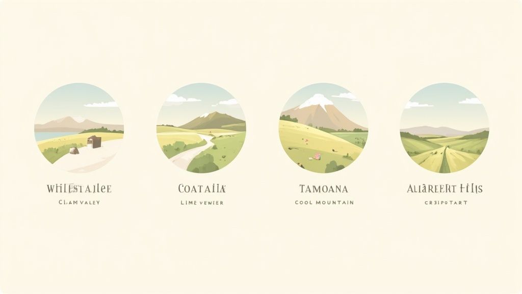 A scenic view of a rolling vineyard in one of Australia's premier wine regions