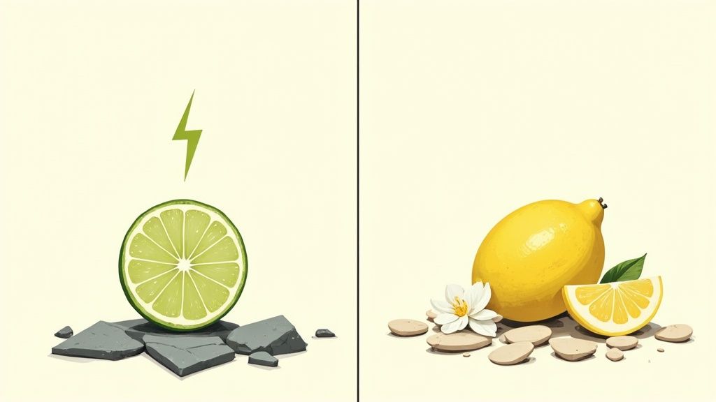 Riesling compared, a lime with chocolate flavours Clare Valley vs a Lemon flavour from Eden Valley