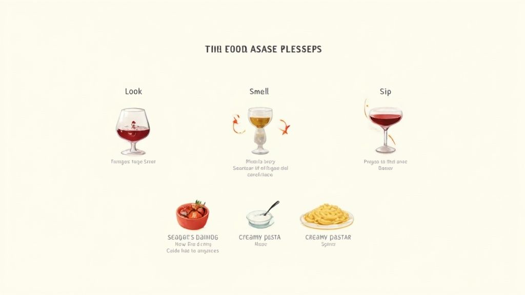 Two glasses of Australian white wine being toasted against a backdrop of food pairings