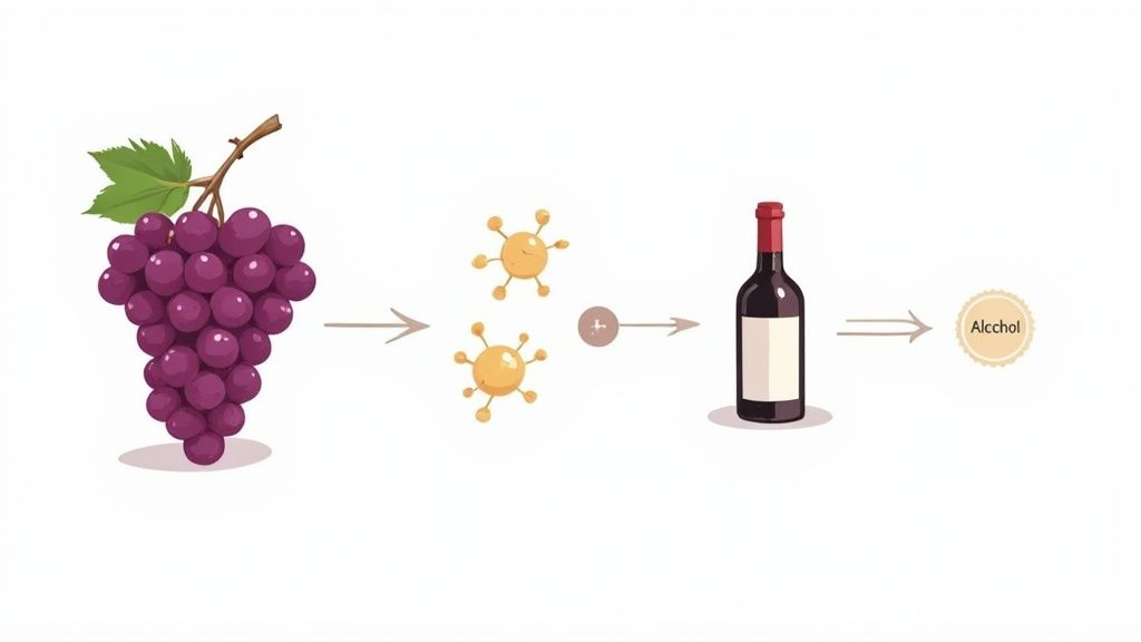 A glass of dry red wine being poured from a bottle into a decanter.