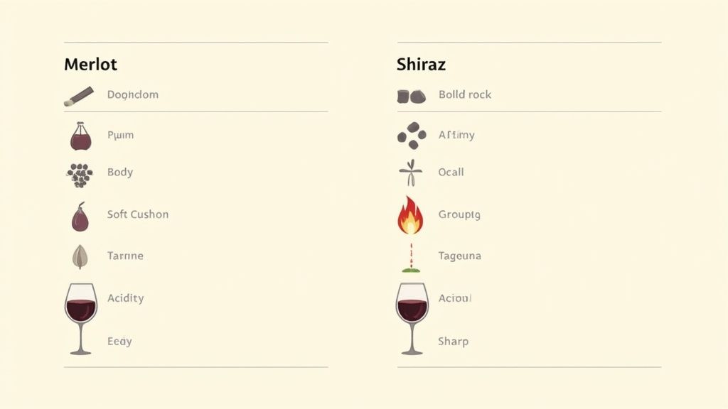 Two wine glasses highlighting Merlot and Shiraz aromas