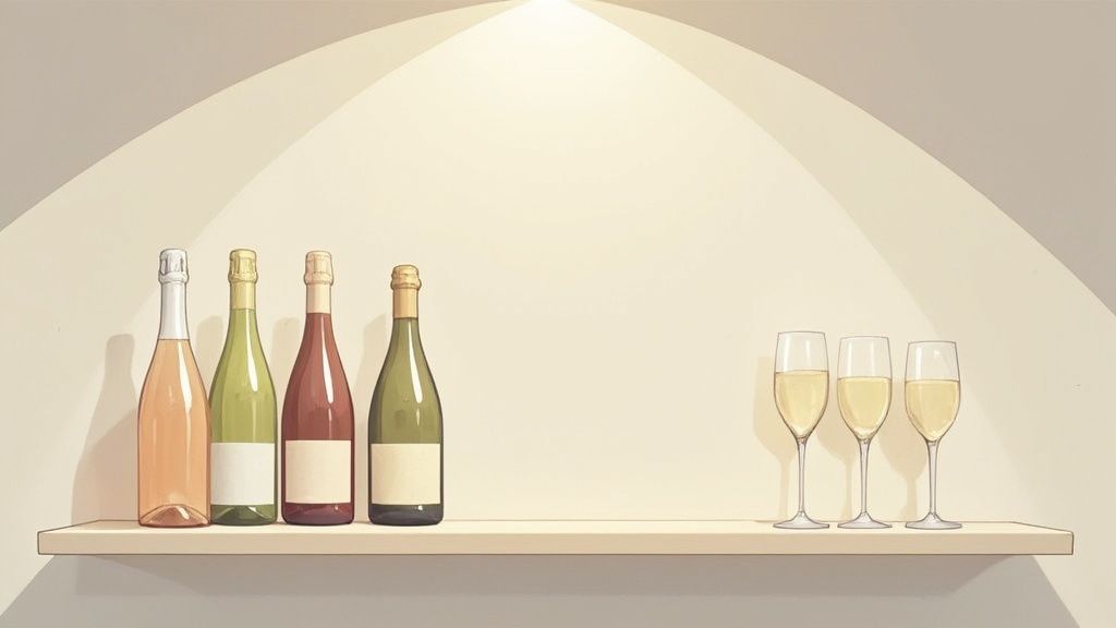 Three glasses of sparkling wine with different hues being toasted