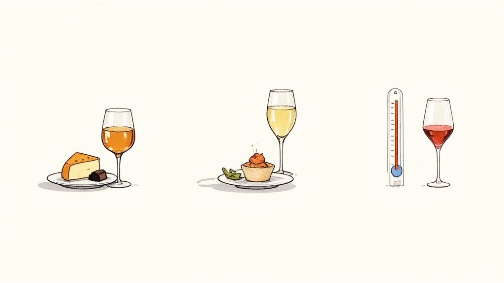 A cheese board with blue cheese, crackers, and a glass of dark dessert wine next to it.