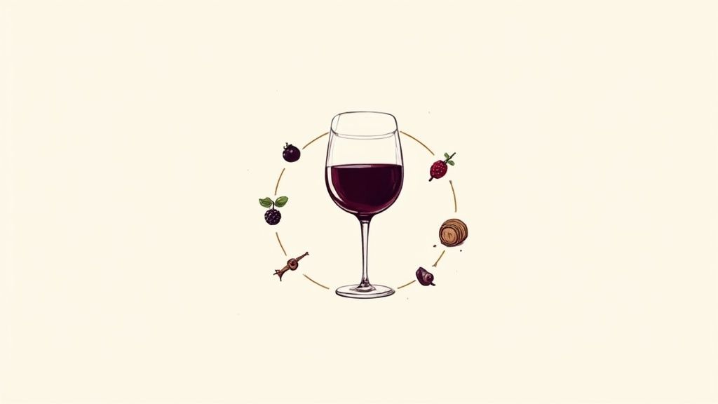 A close-up of a glass of red Shiraz wine showcasing its deep colour.