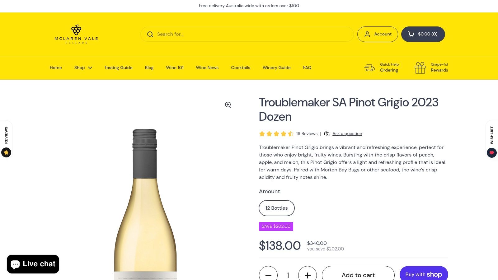 Products - Troublemaker Sa Pinot Grigio Dozen