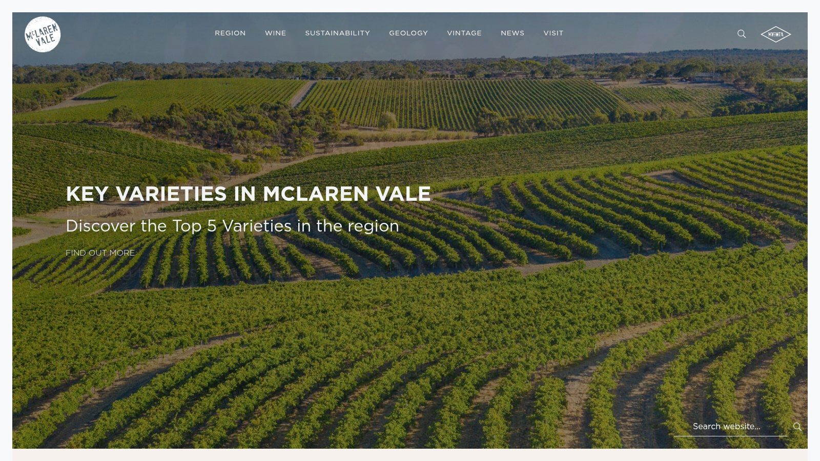 McLaren Vale Grape Wine & Tourism Association website homepage