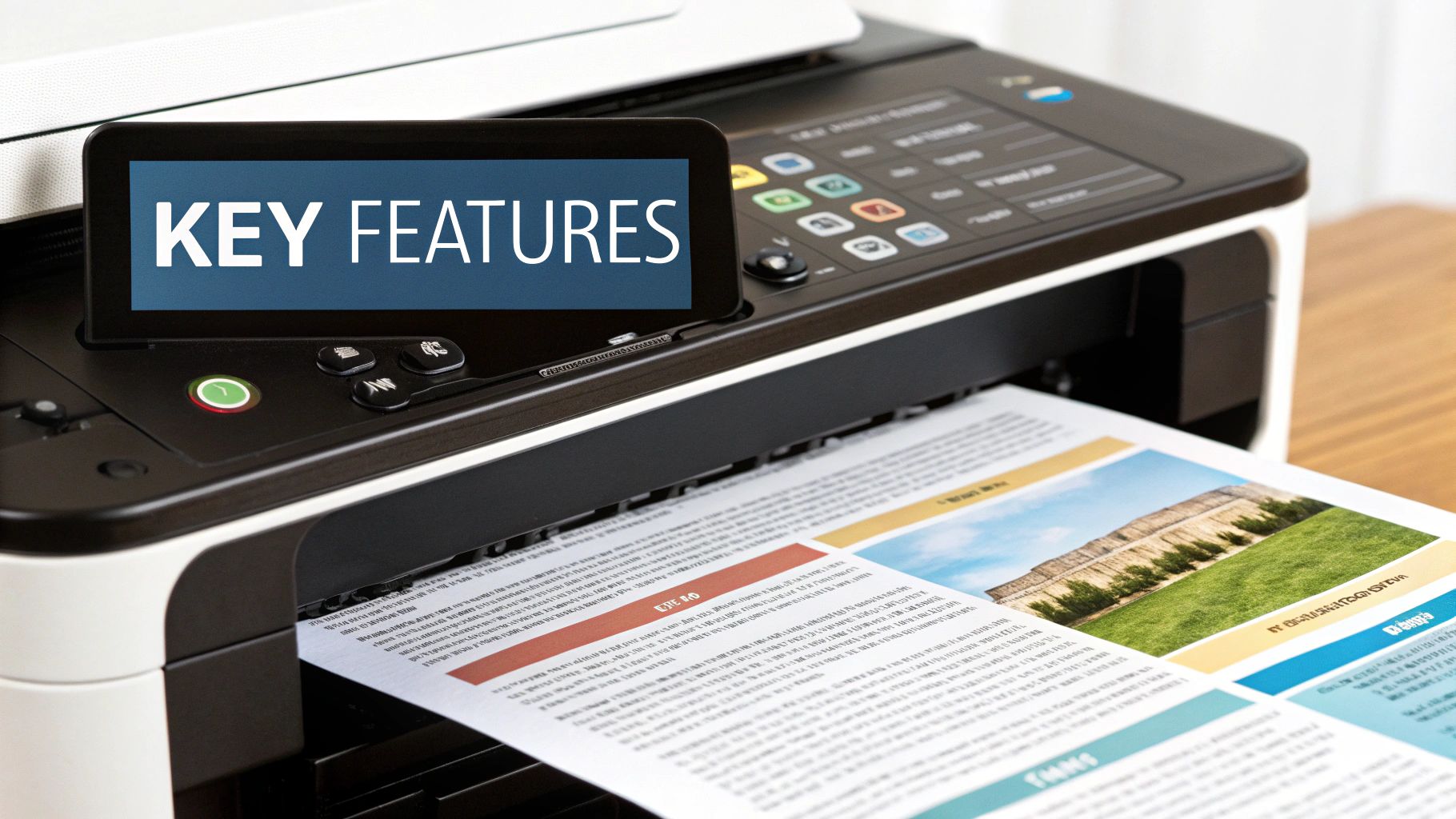 A person using a calculator with printer ink cartridges and a piggy bank in the background.