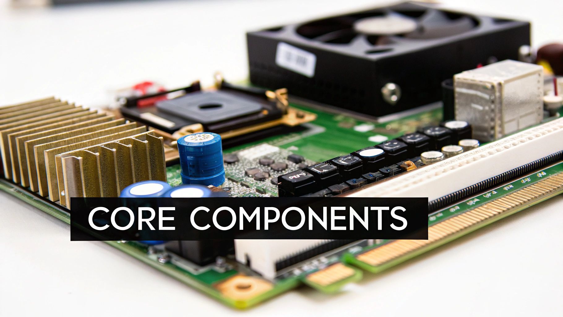 A close-up view of a GPU and CPU installed on a motherboard inside a gaming PC case.