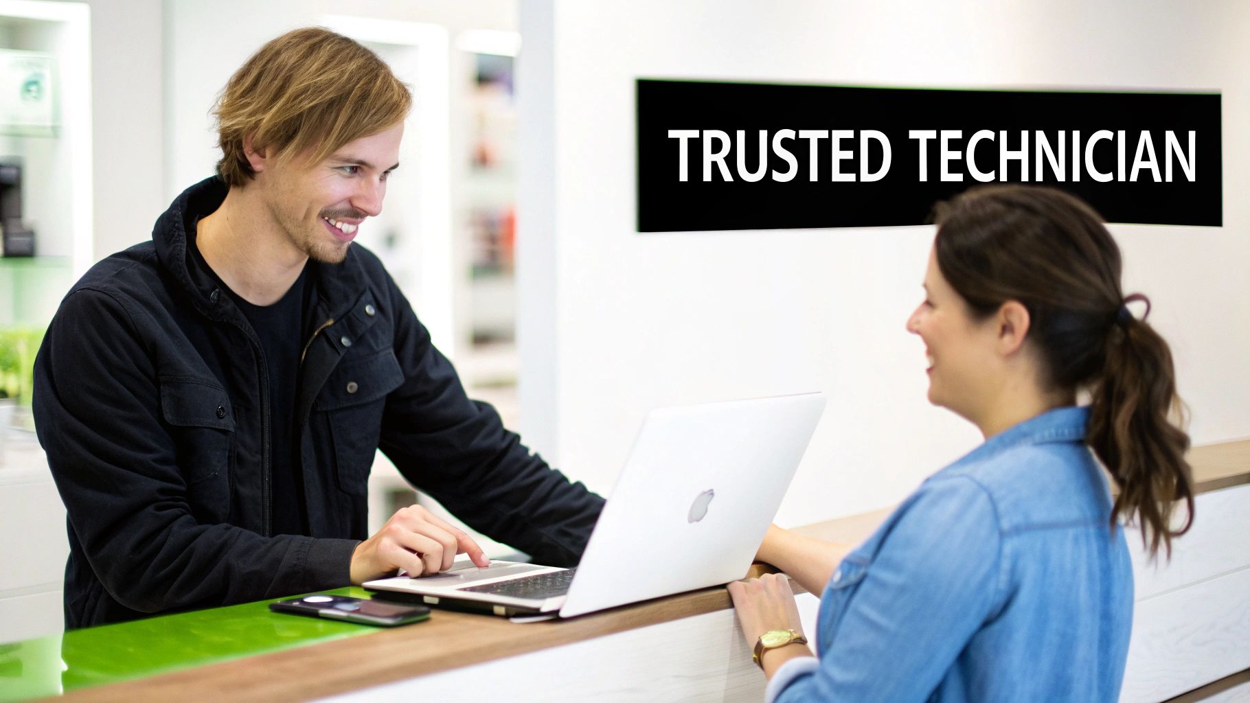 A person's hands working on repairing an open MacBook, with tools laid out beside it, symbolizing the right to repair movement.