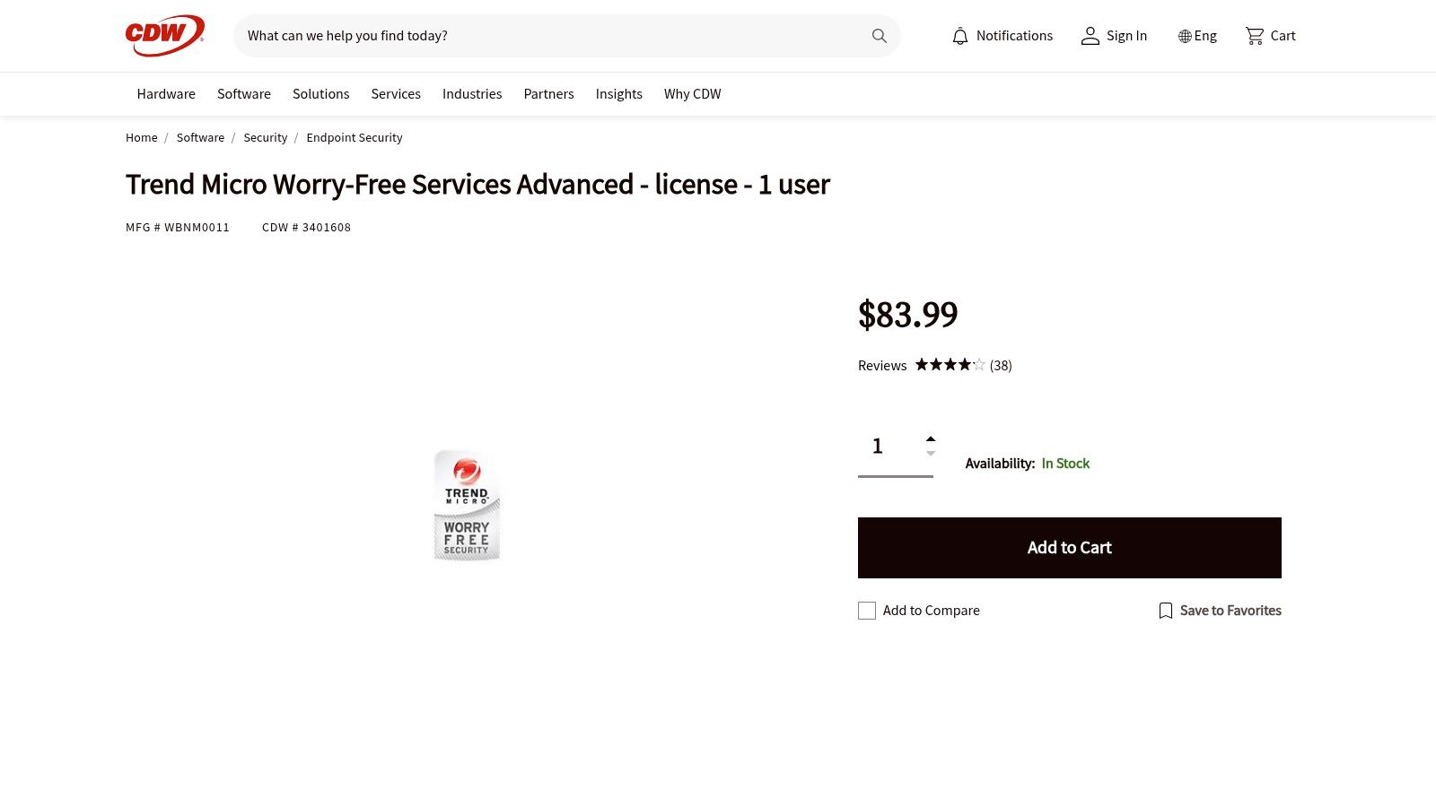 Trend Micro Worry‑Free Services (via CDW Canada)