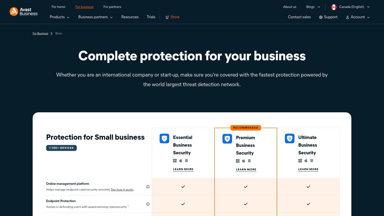 Avast Business Store (Canada)