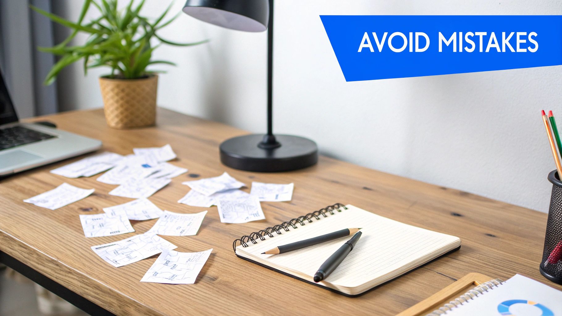 A person looking concerned while reviewing financial paperwork at a desk.