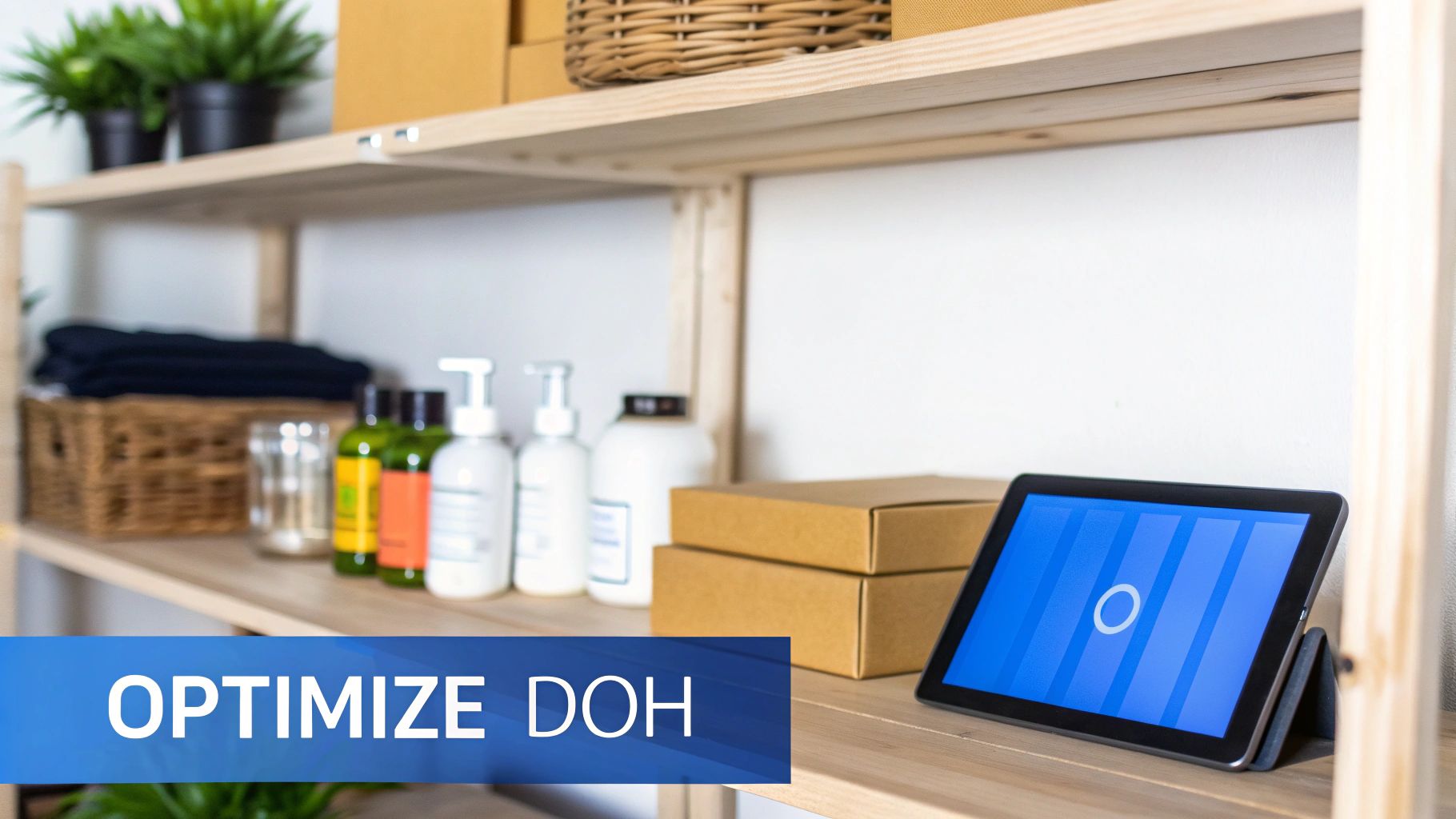 Business owner analyzing inventory data on a tablet to optimize their Days on Hand