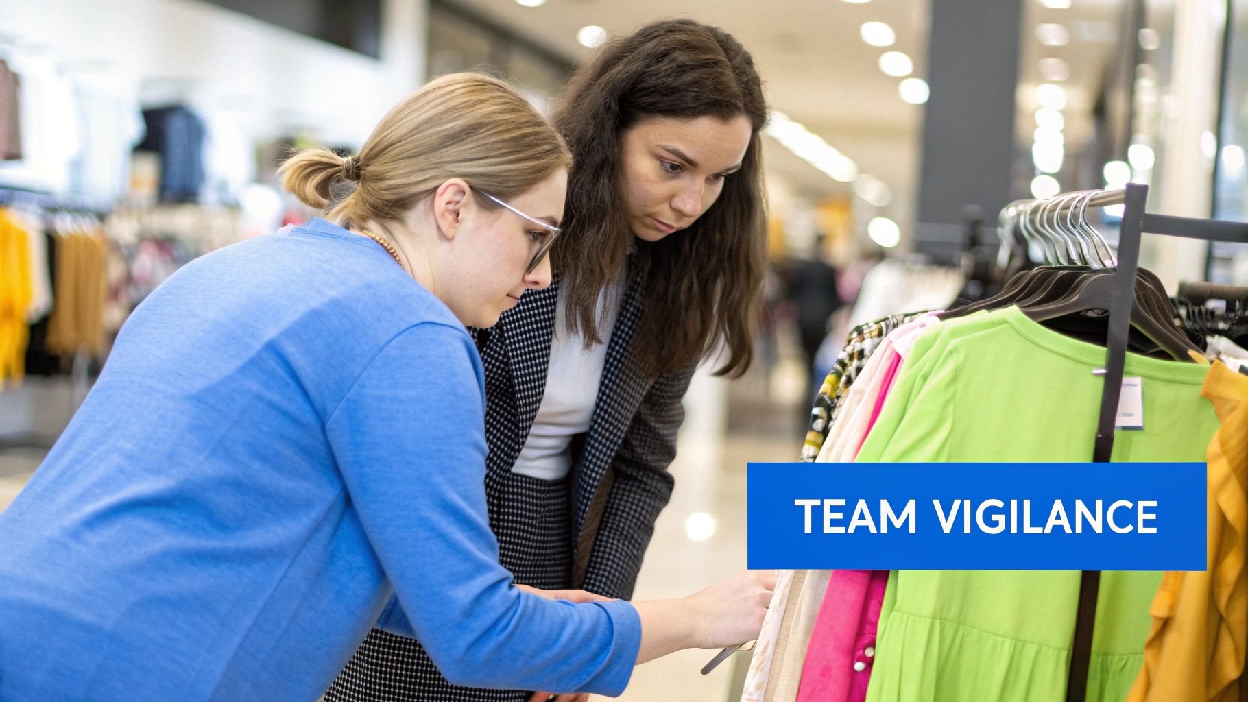 A retail employee assisting a customer in a well-organized store.