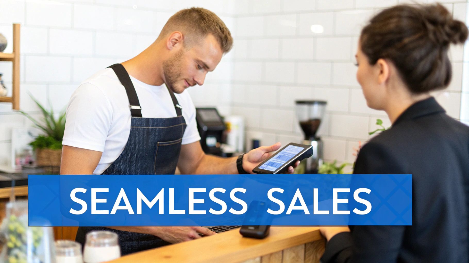 A business owner comparing different POS system interfaces on a tablet.