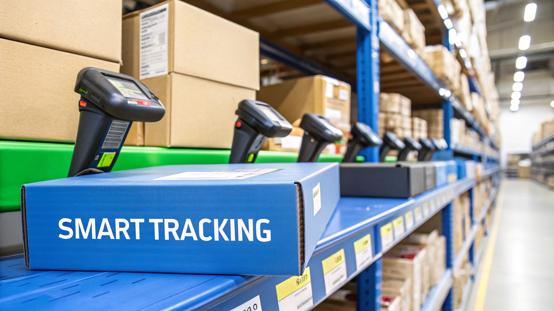 A small business owner analyzing sales data on a tablet in their store.