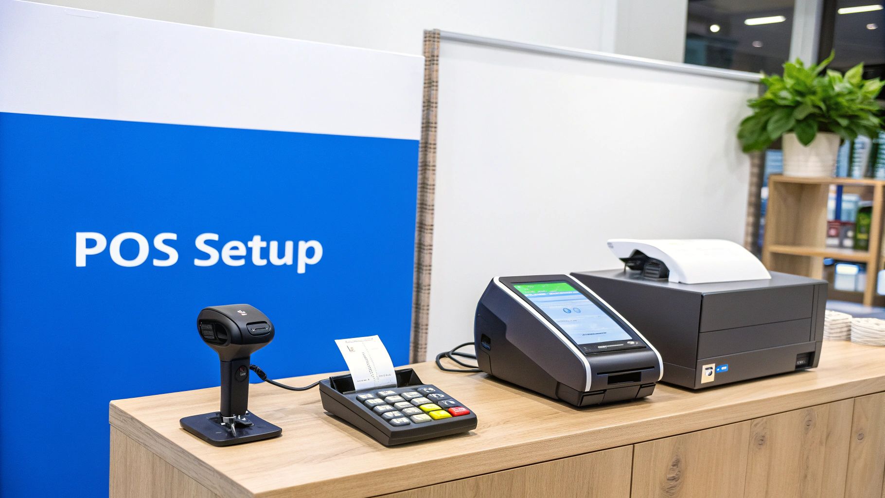 A person using a Biyo POS system on a tablet to take a customer's payment in a retail store.
