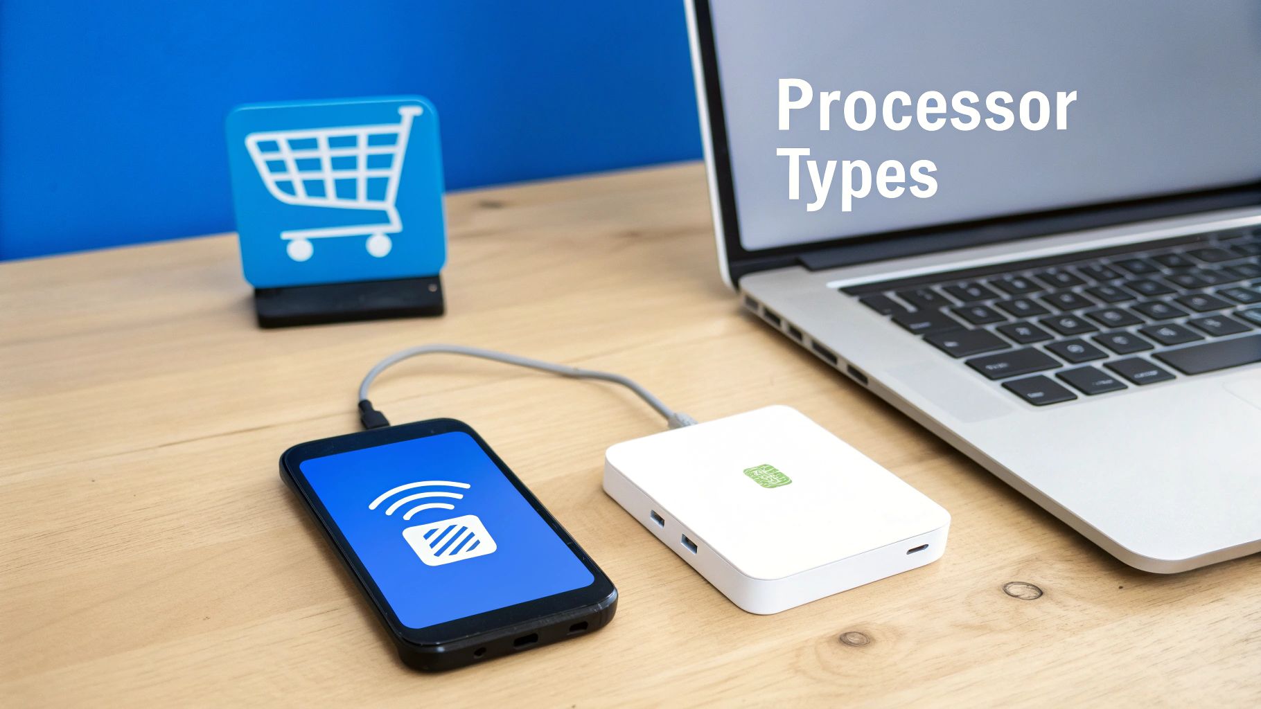 A person comparing two different payment processing options on a tablet.