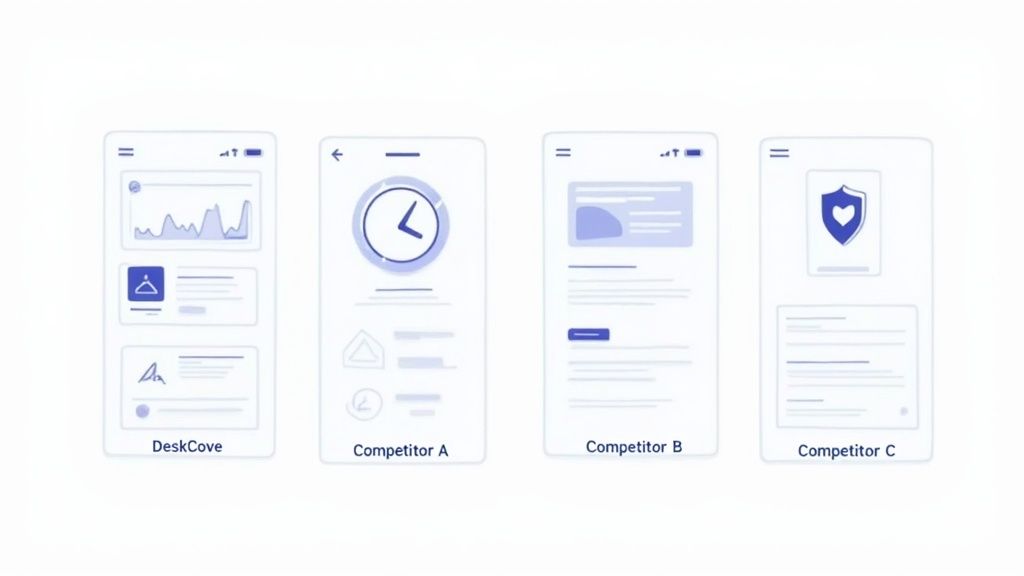 A side-by-side comparison chart showing different time tracking software features.