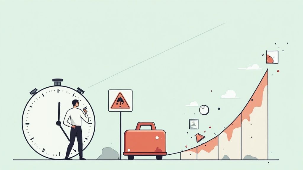 A person looking at a complex chart with a concerned expression, symbolizing the challenges of project profitability analysis.