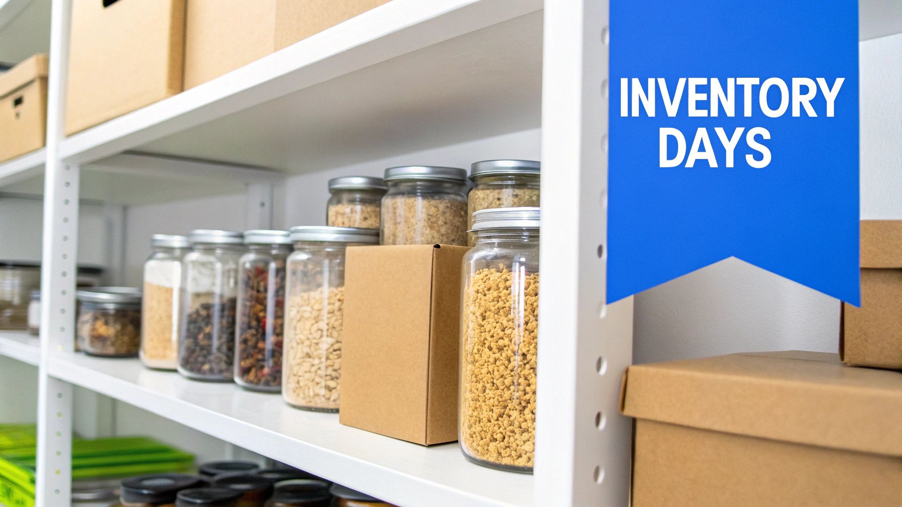 A warehouse worker efficiently managing inventory on shelves, representing organized stock management