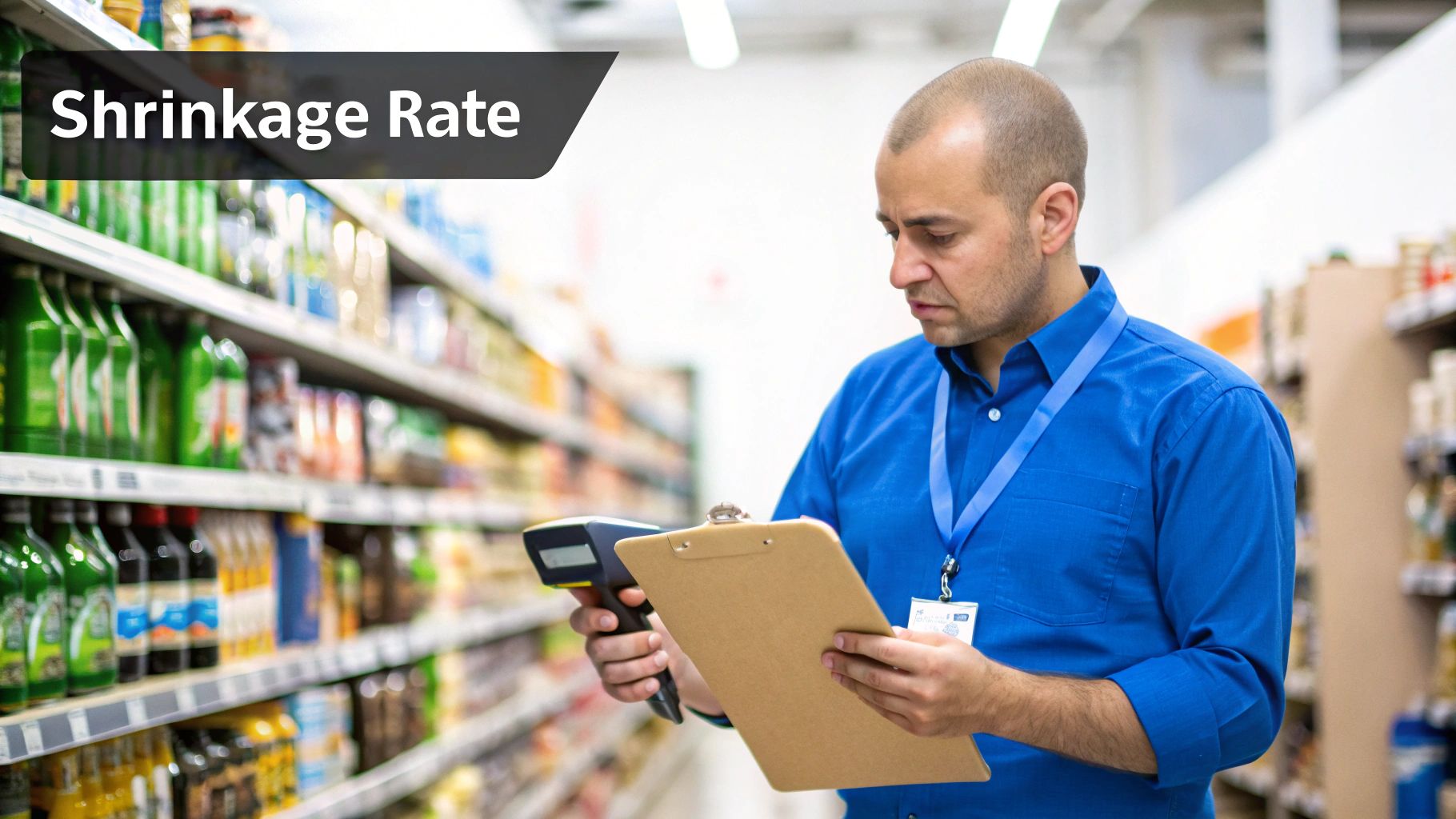 An employee using a barcode scanner to count inventory in a retail store