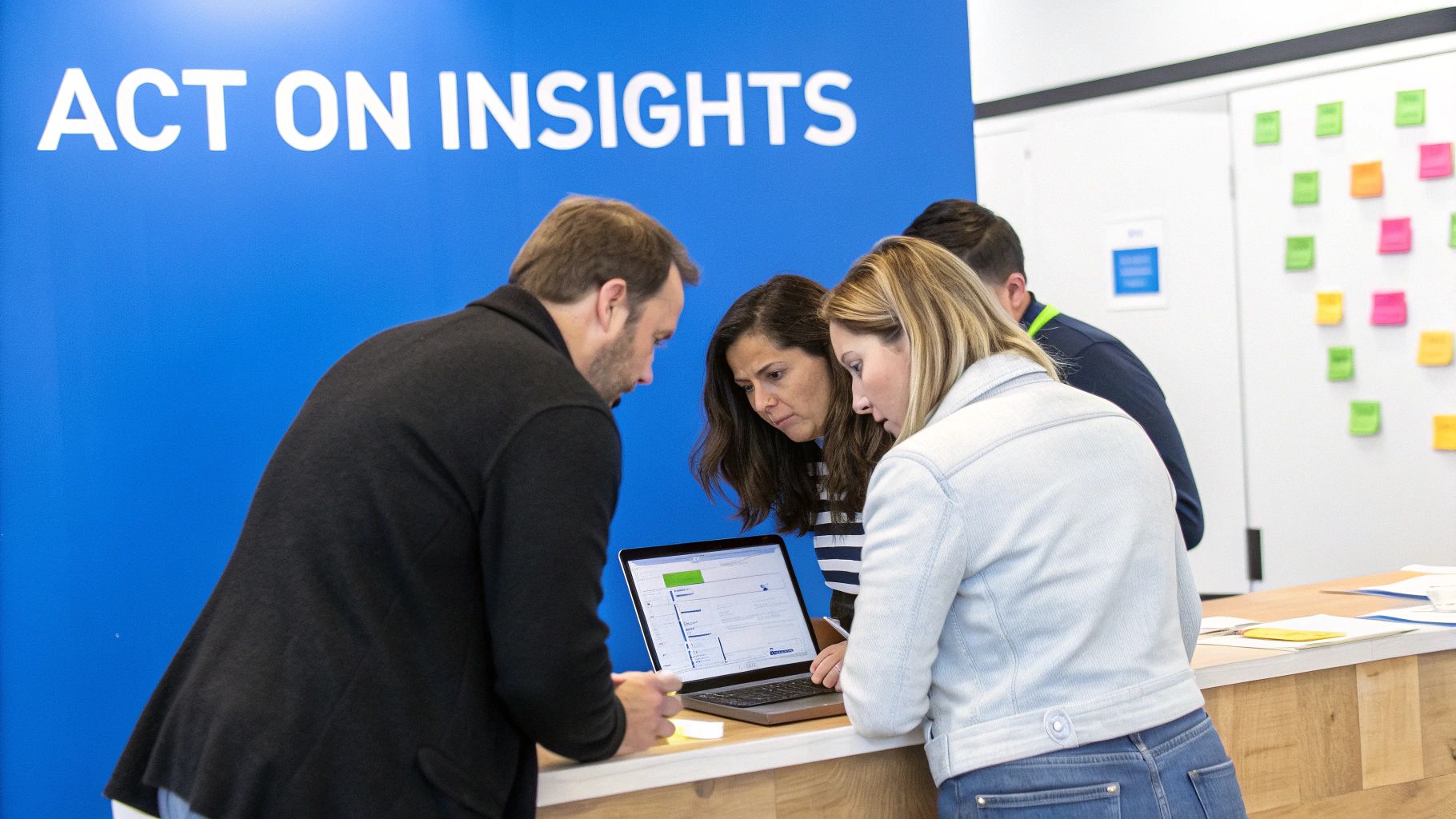 A business owner analyzing a POS report on a tablet to make strategic decisions