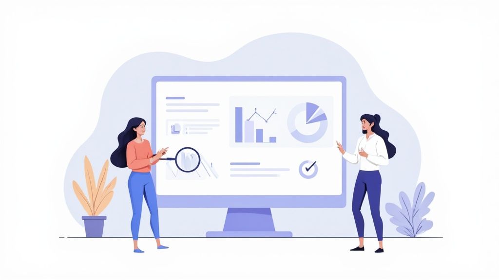 A manager reviewing performance data with an employee