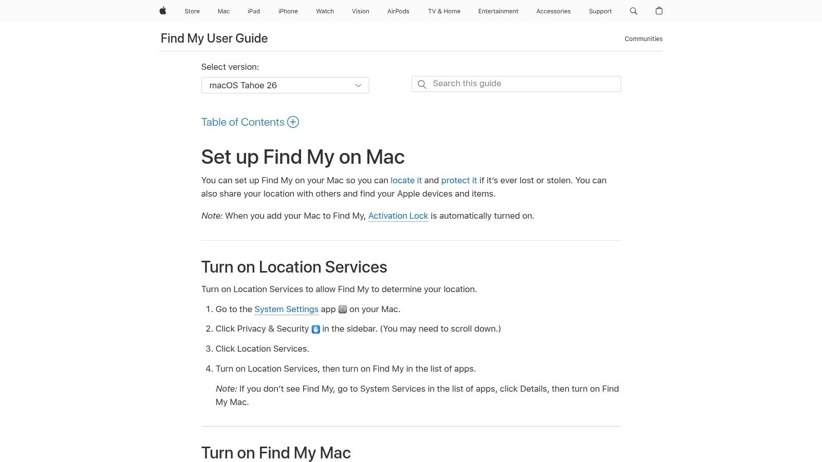 Apple Find My showing the location of a MacBook on a map