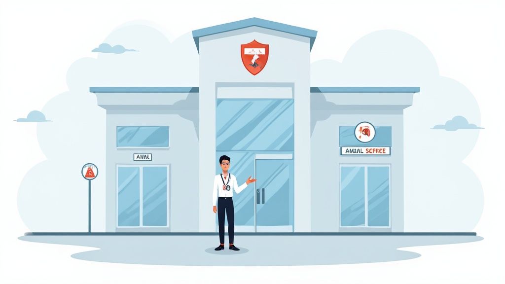 A magnifying glass examining a compliance document, symbolizing the scrutiny of AML and KYC processes.
