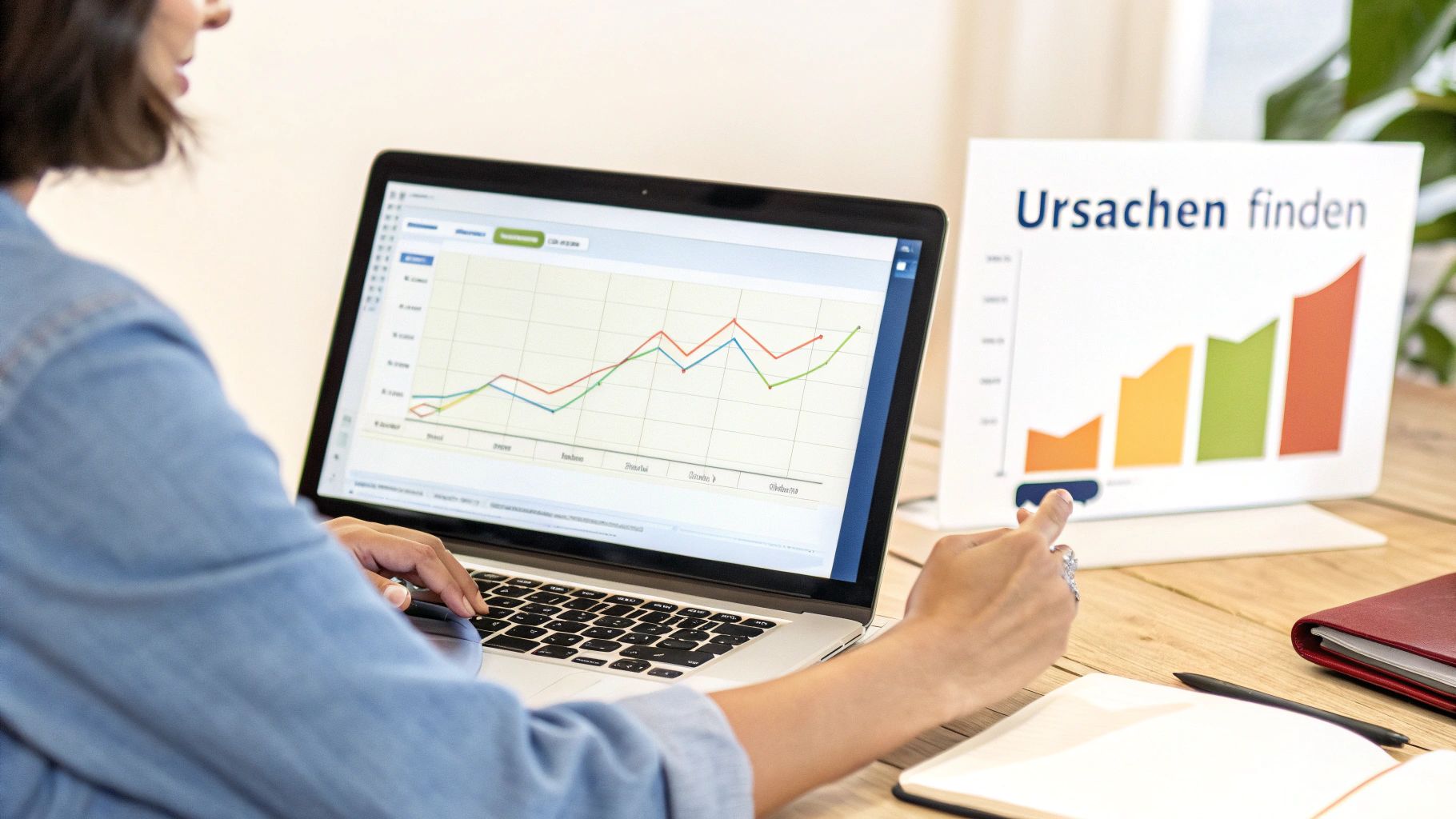 Ein Diagramm mit einem nach oben zeigenden Pfeil symbolisiert Umsatzwachstum.