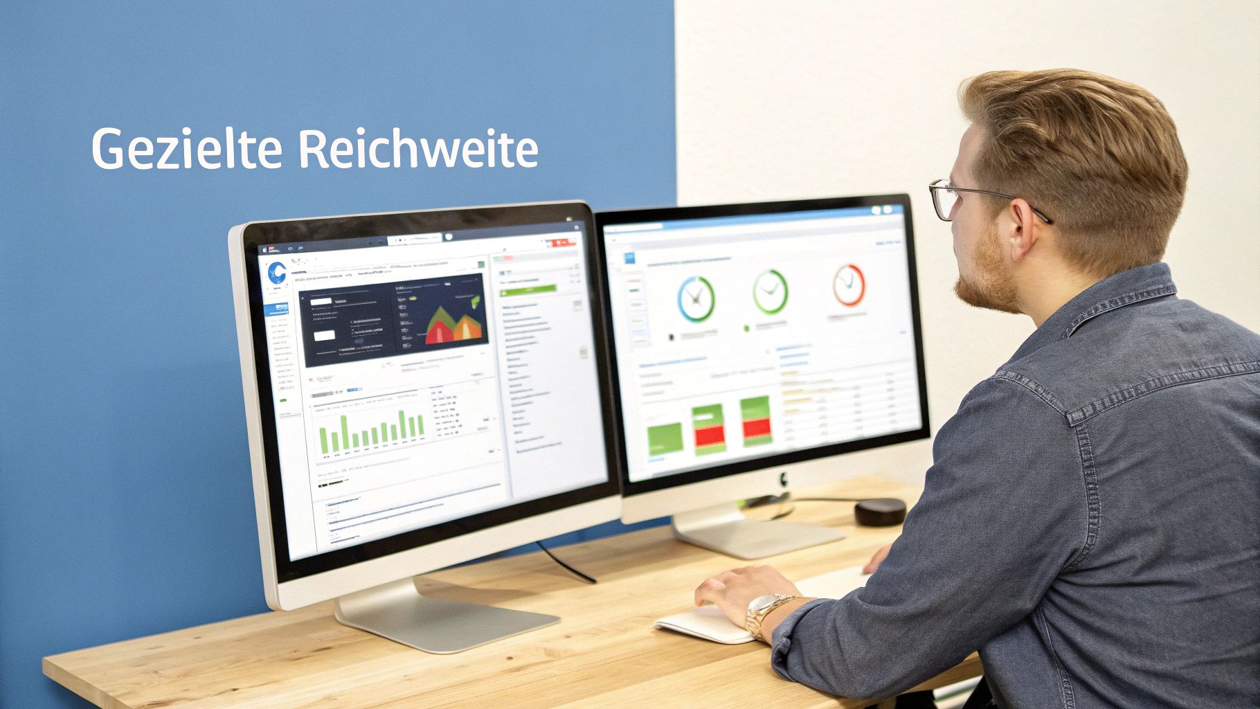 Eine Person analysiert LinkedIn Ads Performance auf einem Dashboard