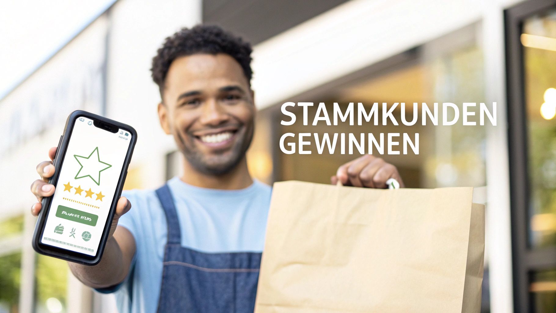 Ein Kunde erhält ein schön verpacktes Paket, was exzellenten Kundenservice symbolisiert.