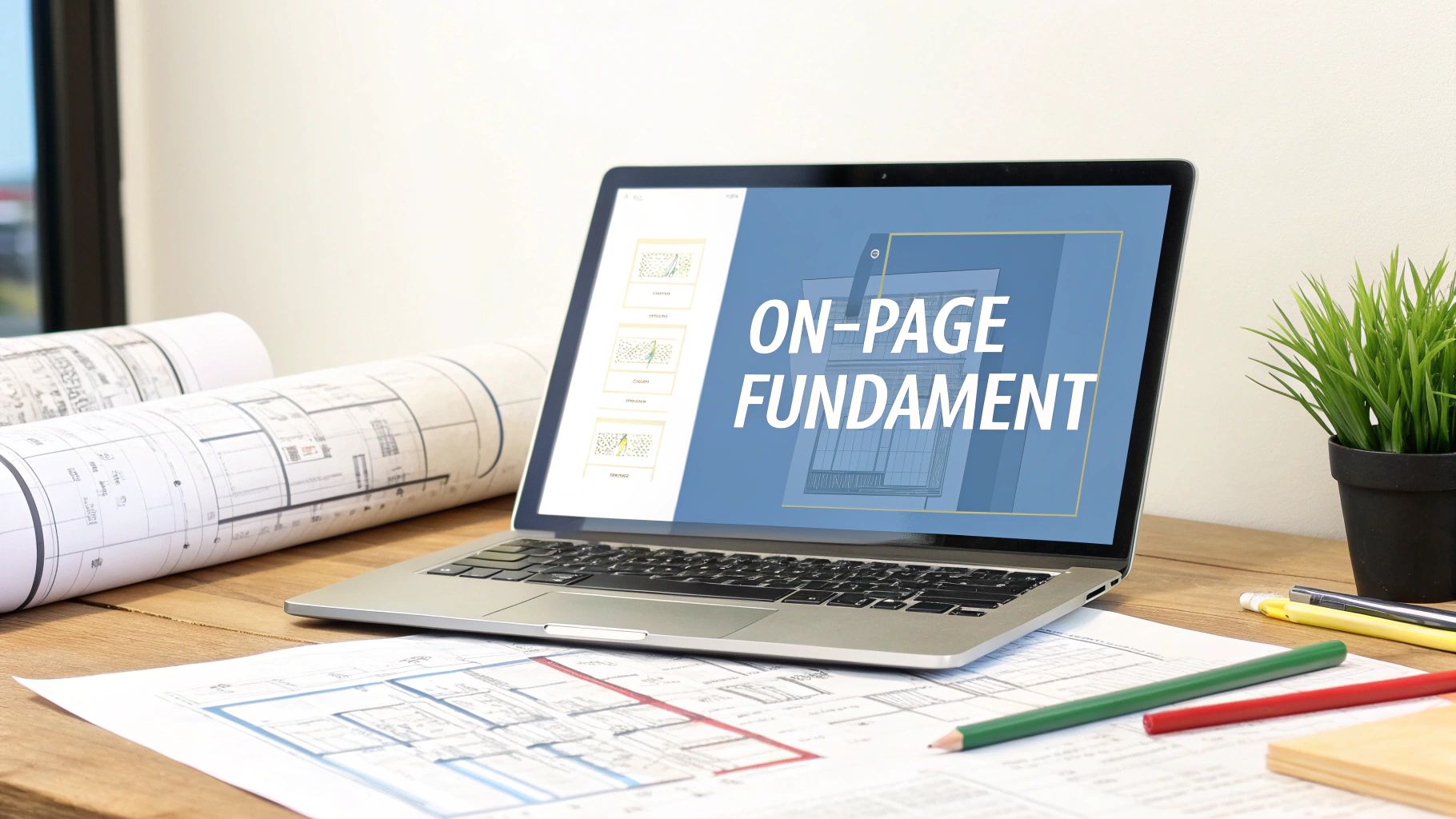 Ein Team plant eine SEO-Strategie auf einem Whiteboard