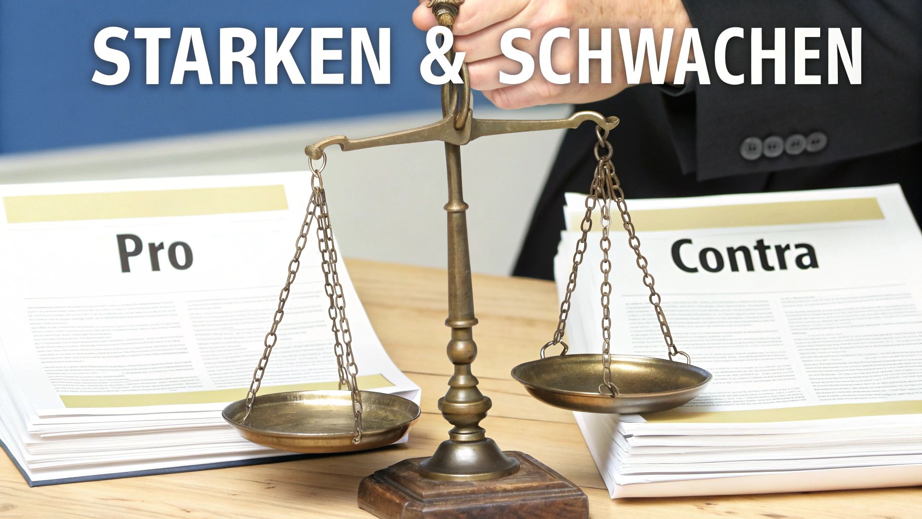 Eine Waage, die Vor- und Nachteile symbolisiert