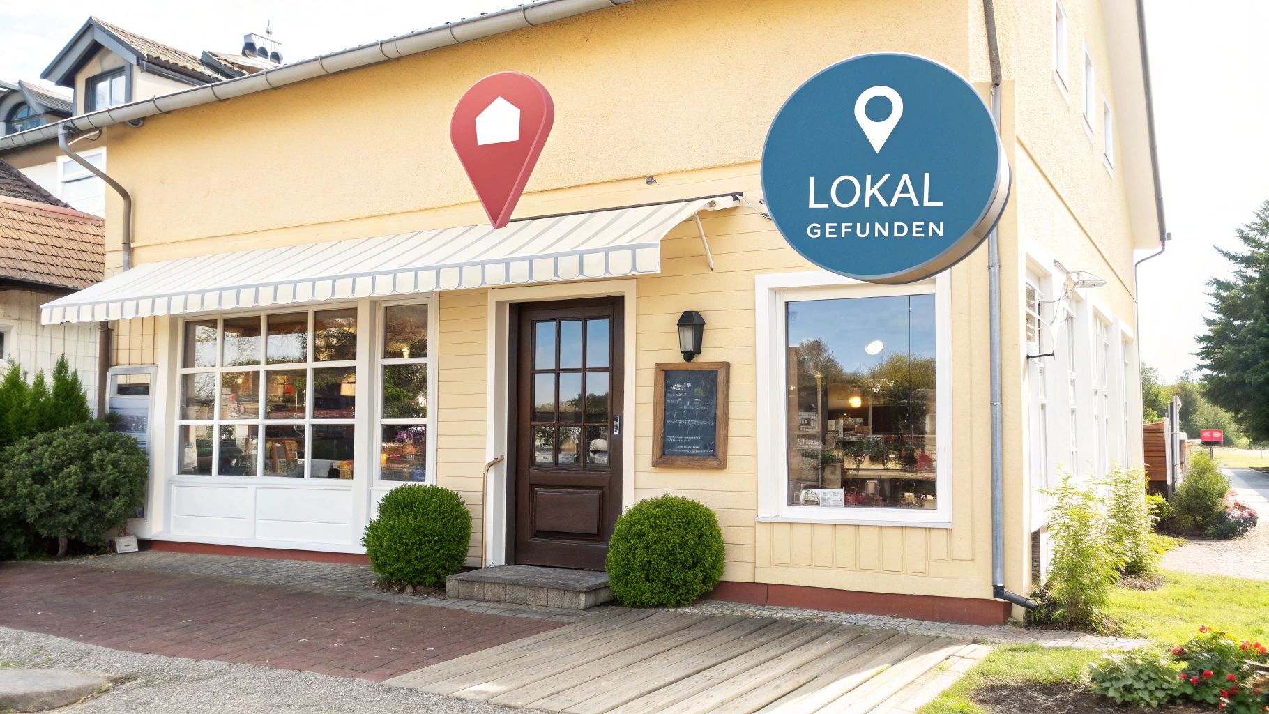 Eine Nahaufnahme einer Karte mit einem Pin, der einen lokalen Unternehmensstandort markiert, was die Bedeutung von GEO-SEO visualisiert.