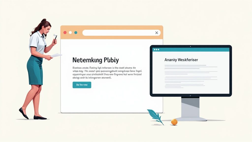 Eine Person tippt auf einer Laptop-Tastatur, auf dem Bildschirm sind Grafiken und Suchbegriffe zu sehen.