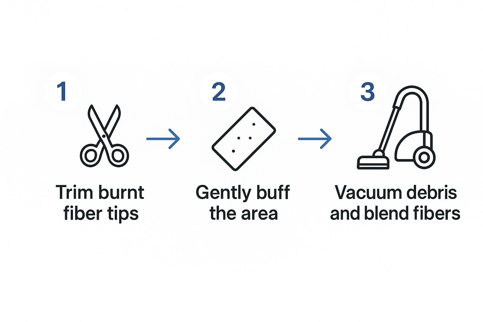 Infographic about burned carpet with iron