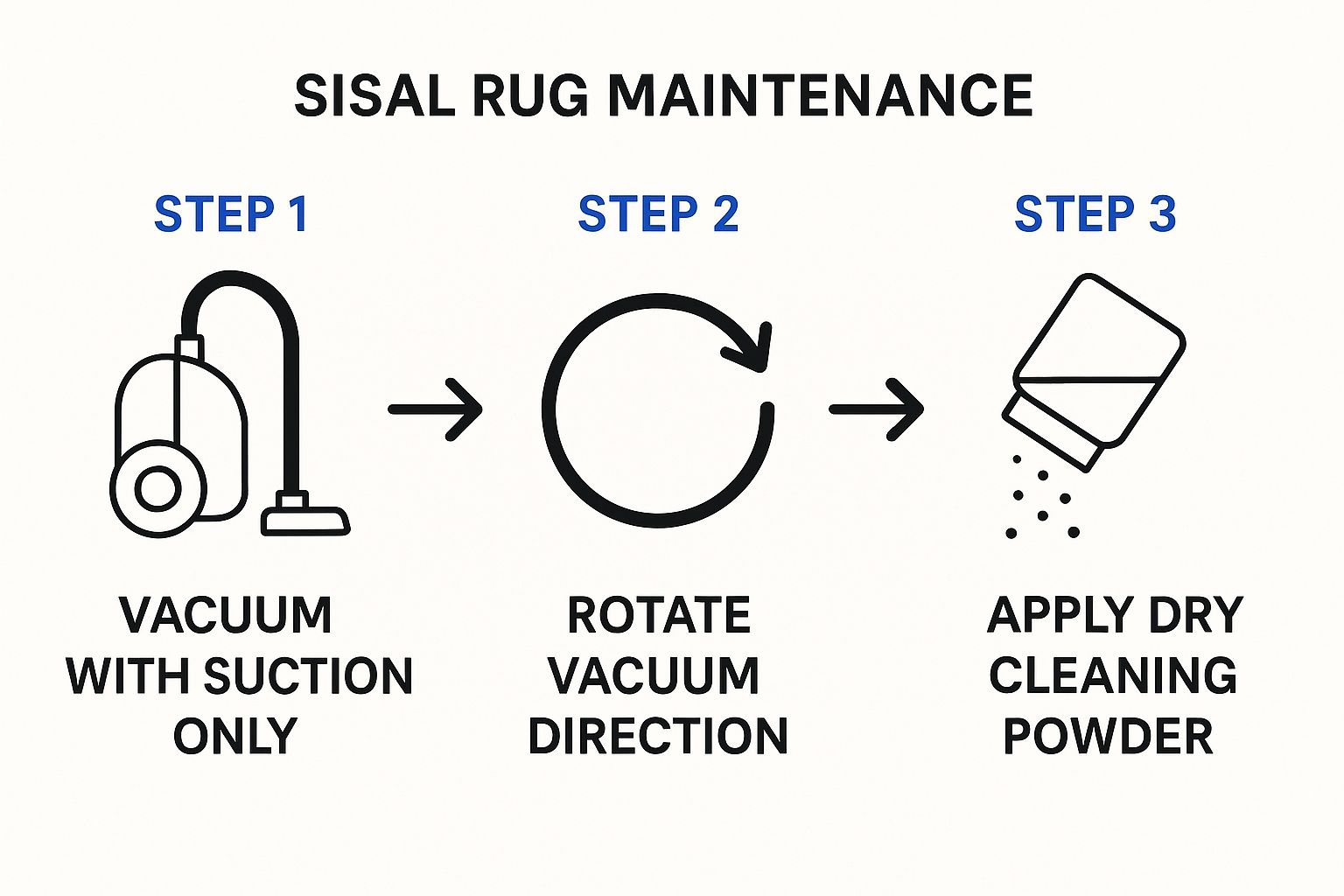 Infographic about cleaning a sisal rug