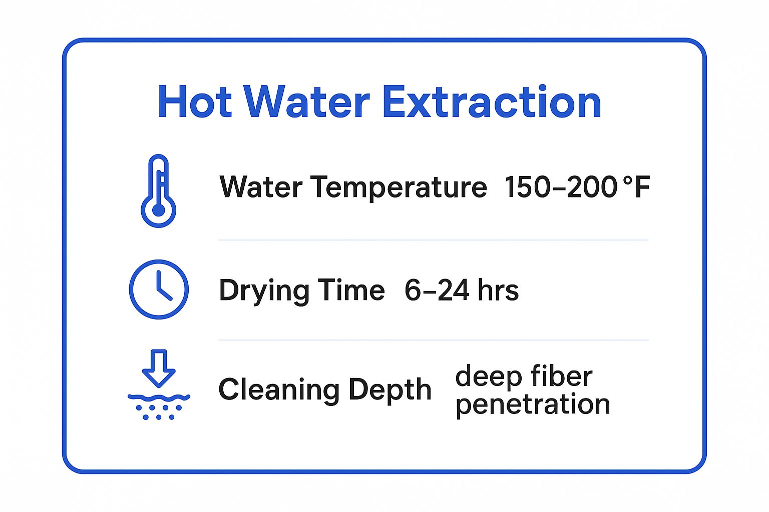 Infographic showing key data about Hot Water Extraction (Steam Cleaning)