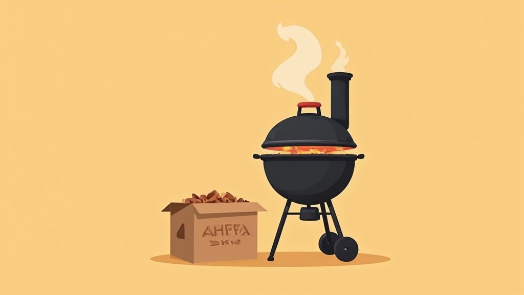 A large cut of raw meat being seasoned with a dry rub on a dark surface.