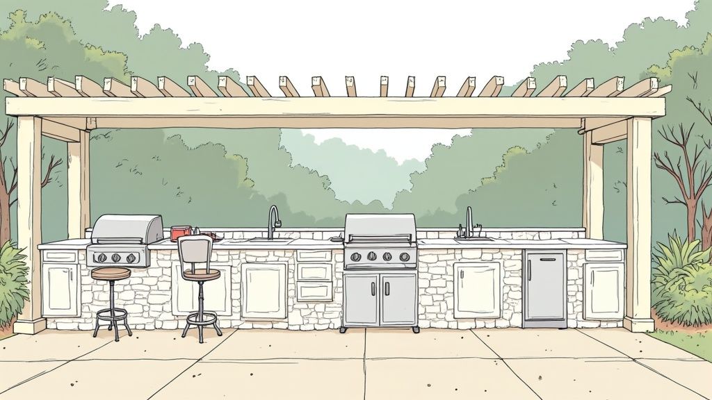 Island-Style Built-In Braai with Full Outdoor Kitchen