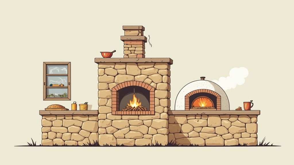 Built-In Braai with Integrated Pizza Oven