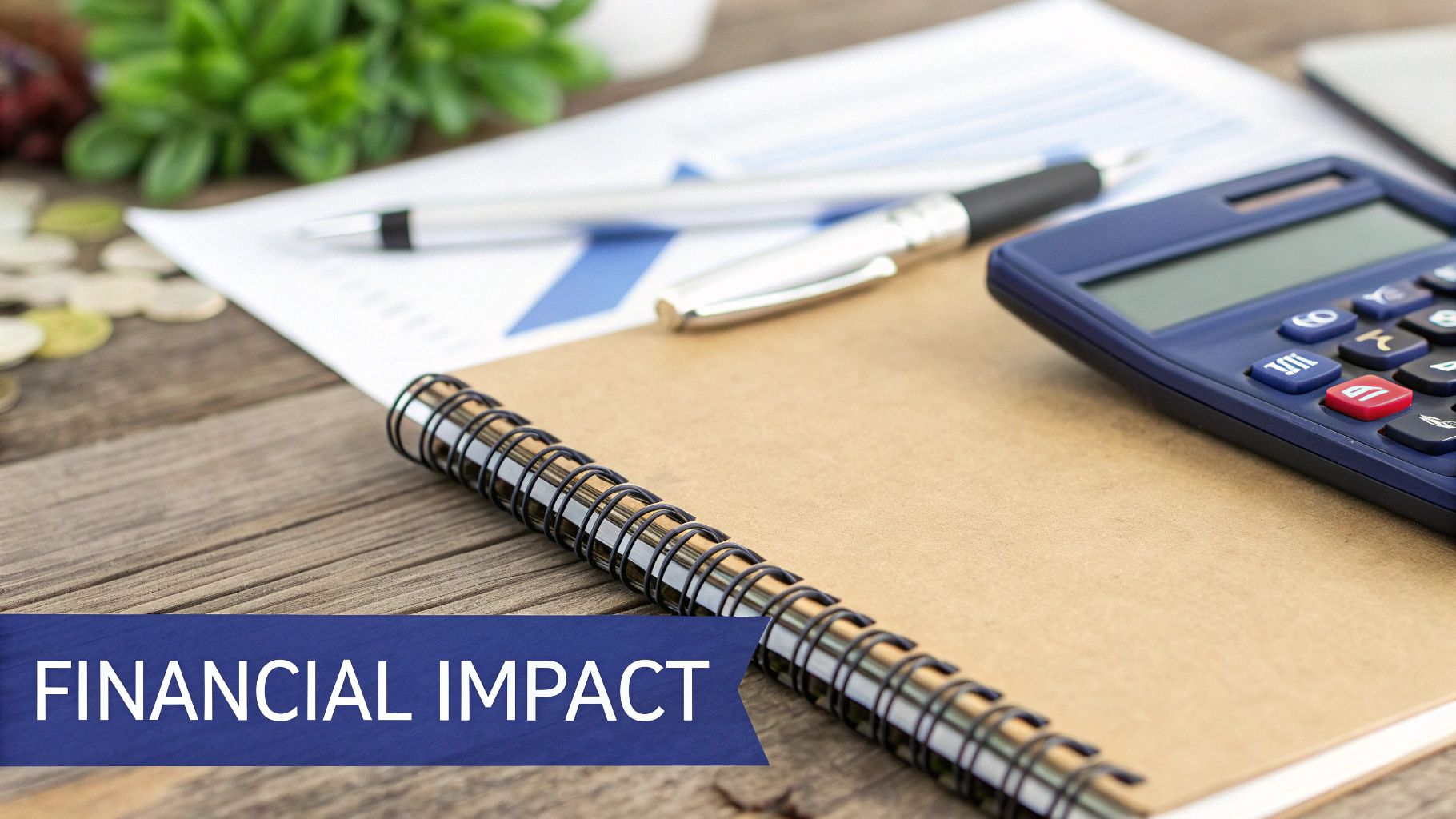 A person using a calculator with a notepad and pen, illustrating financial calculations and stakes.